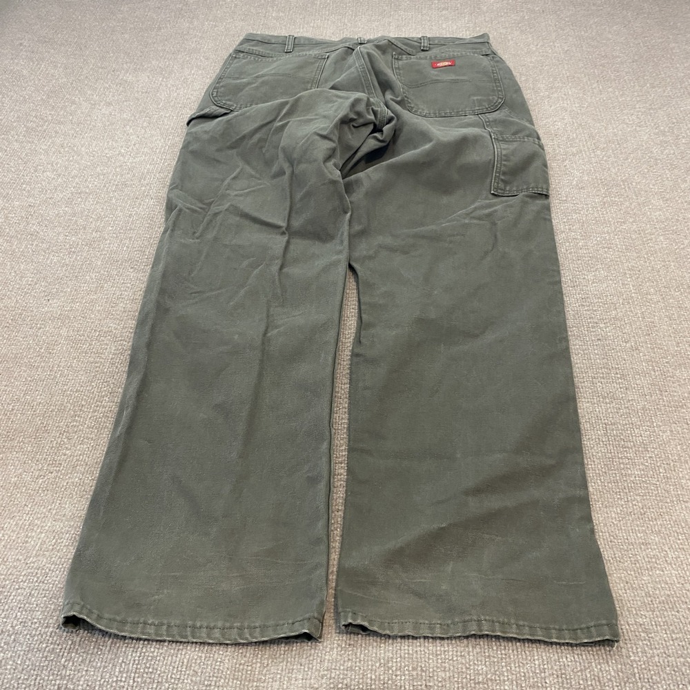 Dickies Pants Mens 38x34 Faded Green Duck Canvas Carpenter Baggy Wide Leg Fit